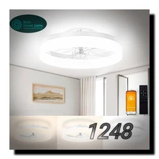 VOLISUN Low Profile Ceiling Fans with Lights and Remote,15.7in Modern Ceiling...
