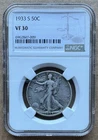 1933 S 50C NGC VF 30 1933-S WALKING LIBERTY HALF DOLLAR SILVER 50c