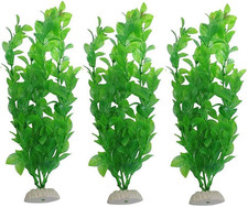Aquarium Fish Tank Green Plastic Artificial Plants 10.6 Inch High Set of 3Pcs
