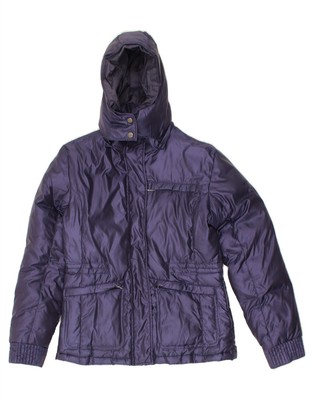 Asics Damen wattierte Jacke mit Kapuze UK 14 Medium Navy Blau Nylon AK04