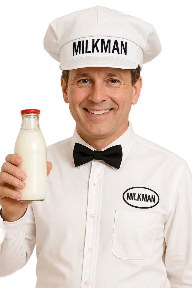 Sombrero Hombre Lechero Blanco Unisex Adulto Tamaño Ajustable Gorra Halloween Accesorio Foto 4 de 4