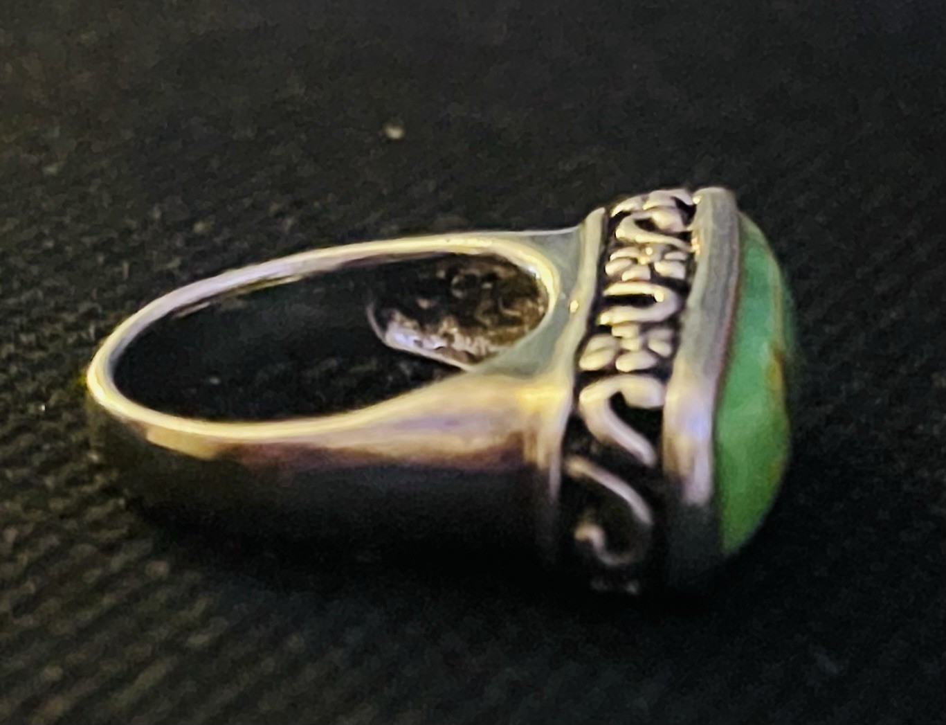 Barse 925 Rectangular Green Turquoise Ring - With… - image 4