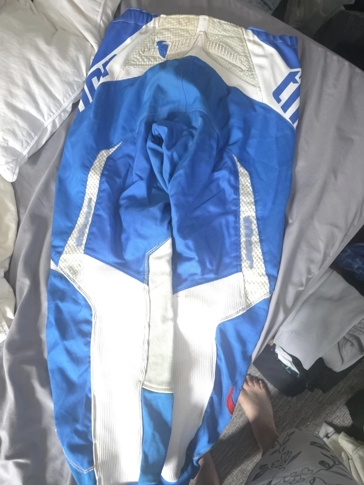 Thor Racing 摩托车越野骑行裤男式 36 码蓝色白色 — 第 2/4 张图片