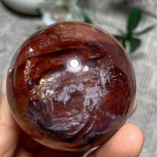 297g Natural Red Gum Flower Ball Crystal Sphere Specimen Energy Healing Reiki