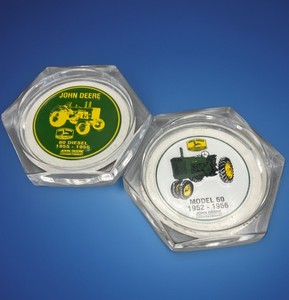 John Deere Lucite Picture Coaster Set Of 2