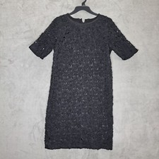 Adrienne Vittadini  Womens Black Short Sleeve Round Neck Shift Dress Size M