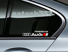 Powered by Audi Racing Sport S Line Window Decal sticker emblem logo WHITE/ Red