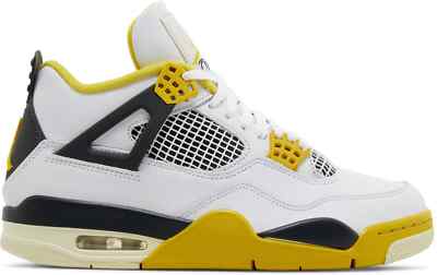Air Jordan 4 ホワイト/イエロー Nike Air Jordan 4 Retro White Sneakers Trainers Yellow JumpMan