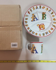 Tiffany  Co Alphabet Bear Childs Cup  Divided Dish Plate Set Gift Japan 1994