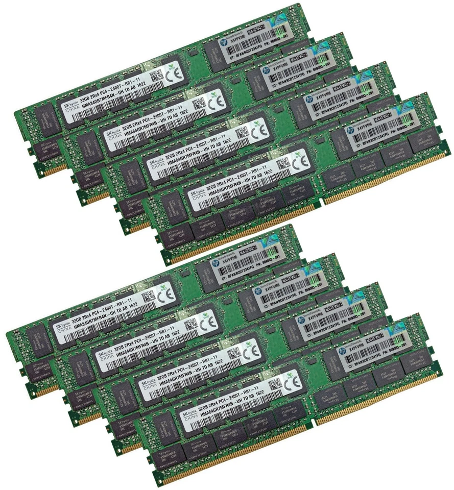 HP 8x 32GB 256GB 805351-B21 809083-091 819412-001 DDR4 ECC RAM PC4-2400T-R REG
