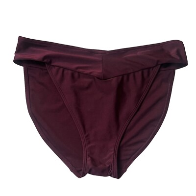 Ted Baker High Rise Bikini Bottom Ted Size 5/12 Deep Purple V Waistband Solid