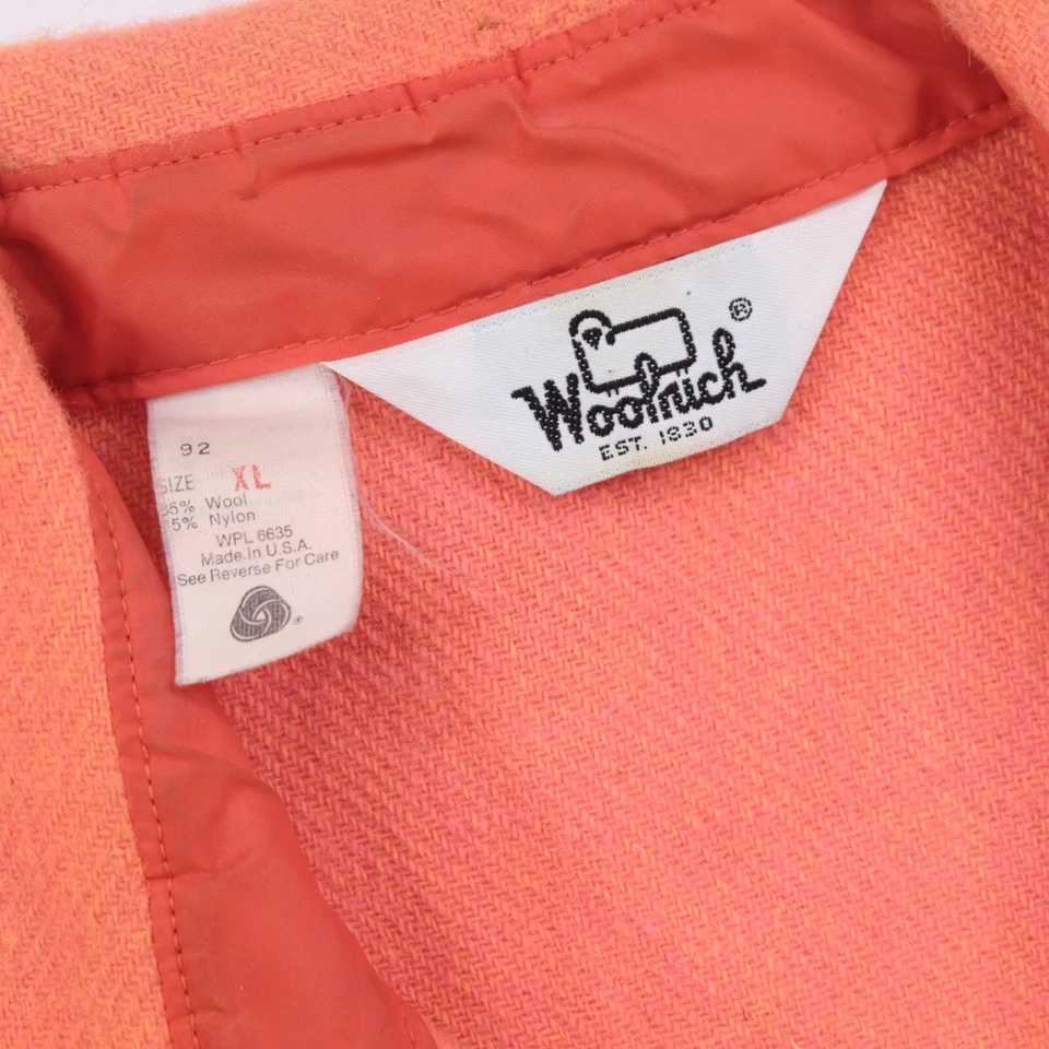 Rare Vintage WOOLRICH Hunting Matching Casual Button Shirt Jeans 90s Orange XL - Image 3 of 4