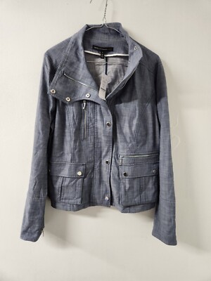 Brand NEW White House Black Market Denim Field Jacket Size 14 NWT (Shelf31) 