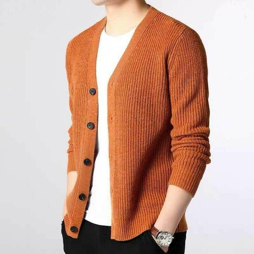 Mens Knitwear Sweater Cardigan Button V 