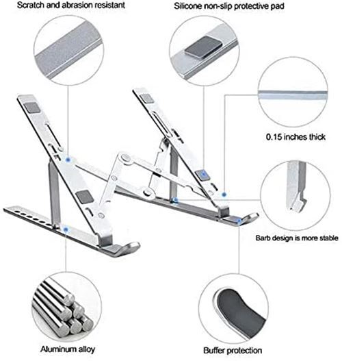 Foldable Adjustable Laptop Stand Sturdy Portable Height-Adjustable Notebook Riser