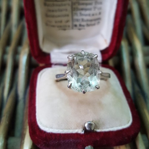 925 Sterling Silver Ring, Green Amethyst Gemstone Ring , Size O US 7.25 - Picture 6 of 7
