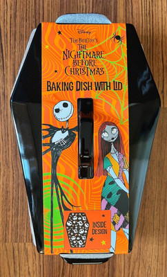 Disney The Nightmare Before Christmas Baking Coffin Dish with Lid Halloween NWT
