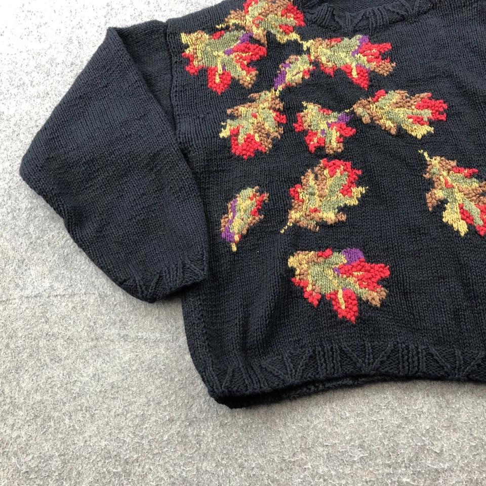 Suéter De Colección Cambridge Dry Goods Para Mujer Grande Hojas Negras Gráfico Tejido Abuela Foto 2 de 4