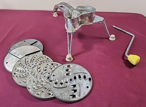 MOULI JULIENNE vegetable kitchen MACHINE with 5 DISCS METAL Vintage