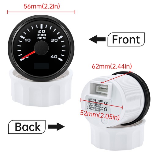 2" 52mm Waterproof Rev Counter Tachometer 0-4000RPM Gauge for Boat Car Truck ATV - Picture 2 of 17