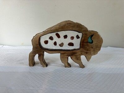 Wood And Epoxy Bison With Agate s In The Epoxy