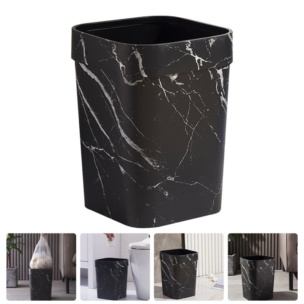 Black Marble Trash Can for Bathroom Garbage Basket Household