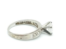 925 Sterling Silver Round Cut Cubic Zirconia Solitaire Engagement Ring Size 7.25