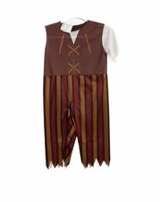 Pirates Kids Boy Brown and White Polyester Halloween Costume Set Size S