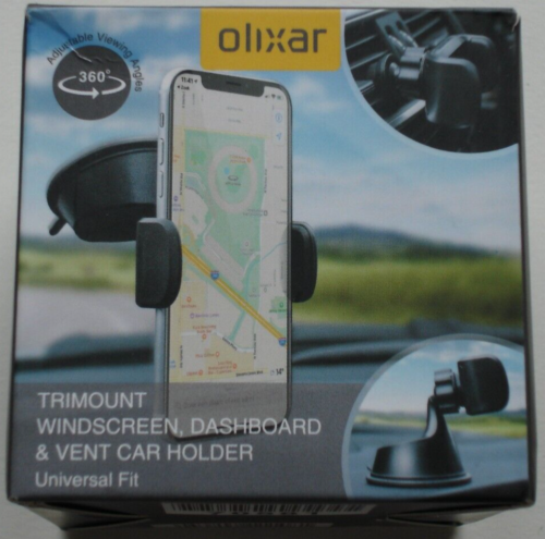Olixar TriMount In Car Phone Holder, Windscreen, Dashboard & Air Vent Mount–3In1 - Zdjęcie 1 z 10
