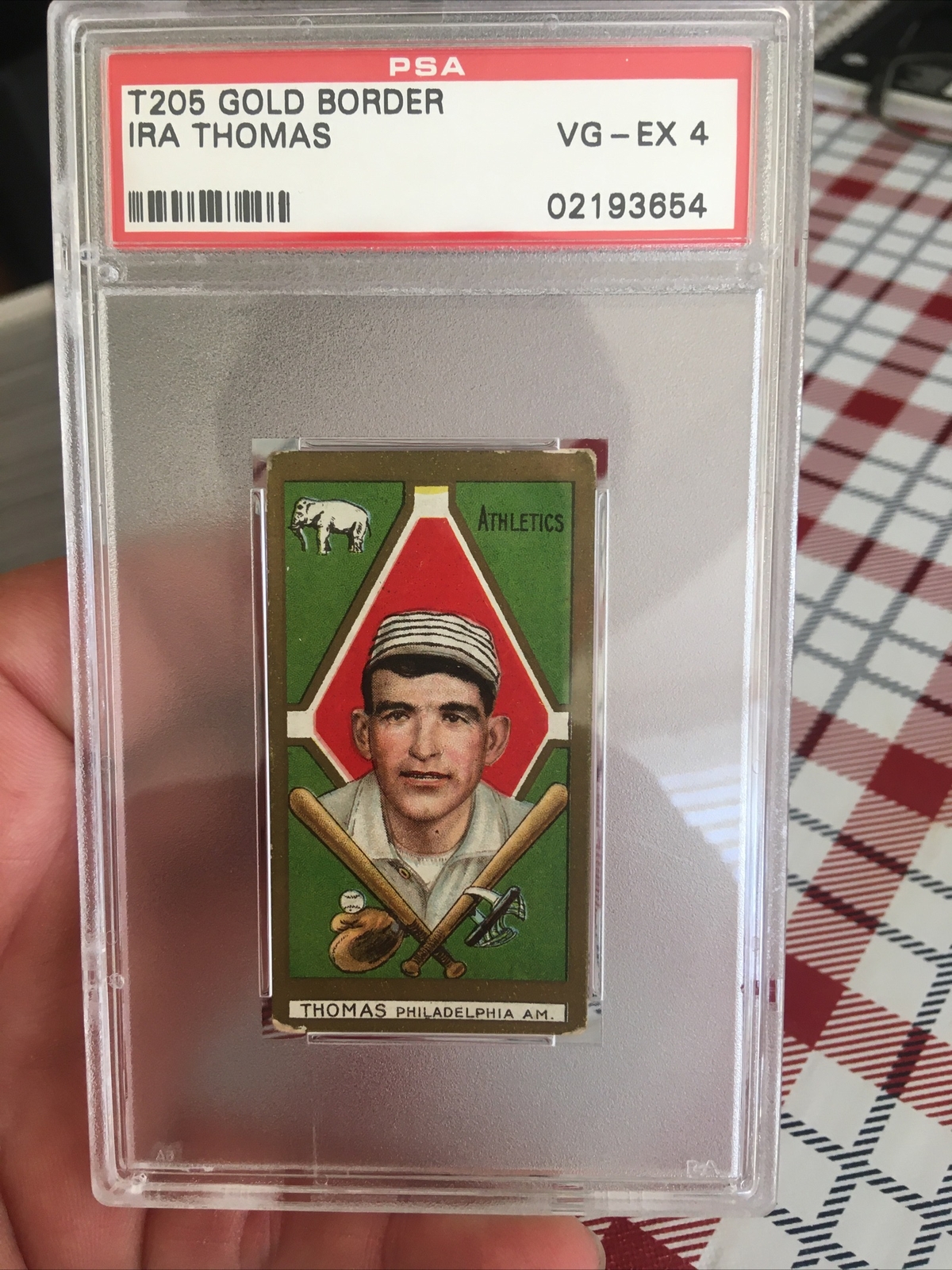 1911 T205 Gold Border Ira Thomas PSA VG-EX 4 Sweet Caporal Athletics