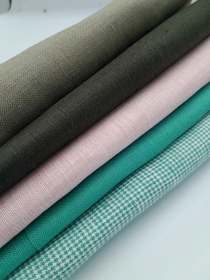 Remnant Scrap Bag 5 Pieces 100% Irish linen Crafting Fabric QF50 Winter - Image 4 of 4