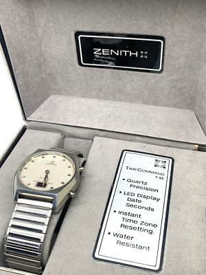Zenith Mens Watch Vintage 1970s Swiss Quartz 504GL Silver Steel
