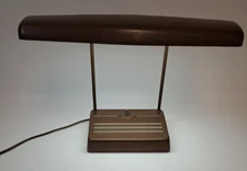Vintage Metal Industrial Brown Portable Table Desk Drafting Workshop Lamp WORKS