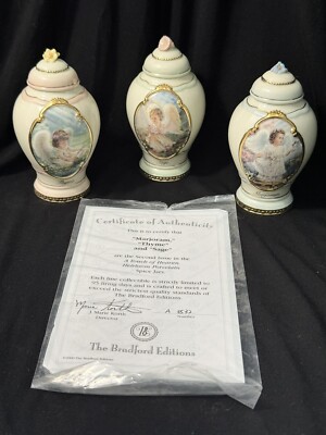 Bradford TOUCH OF HEAVEN Collection - Porcelain Gold Plated Spice Jars (3) Angel