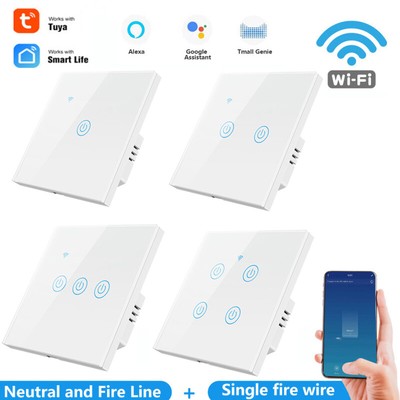 Tuya WiFi Touch Glas Wand Schalter Licht 1/2/3/4 Gang ...