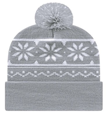 Brand New Cap America RKF12 Snowflake Knit Cap with Cuff - Made is USA