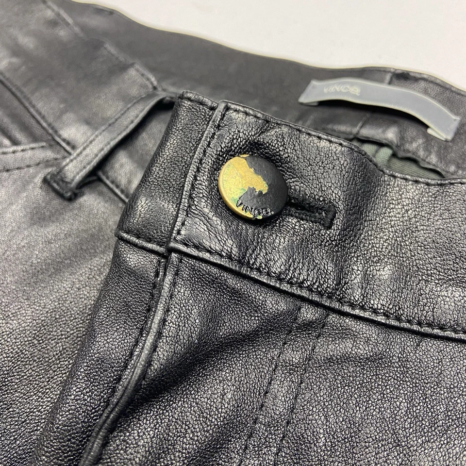 Pantalones ajustados Vince Luxury con panel de cuero y gamuza negros | Pantalones - EE. UU. 4 (aprox) Foto 4 de 4