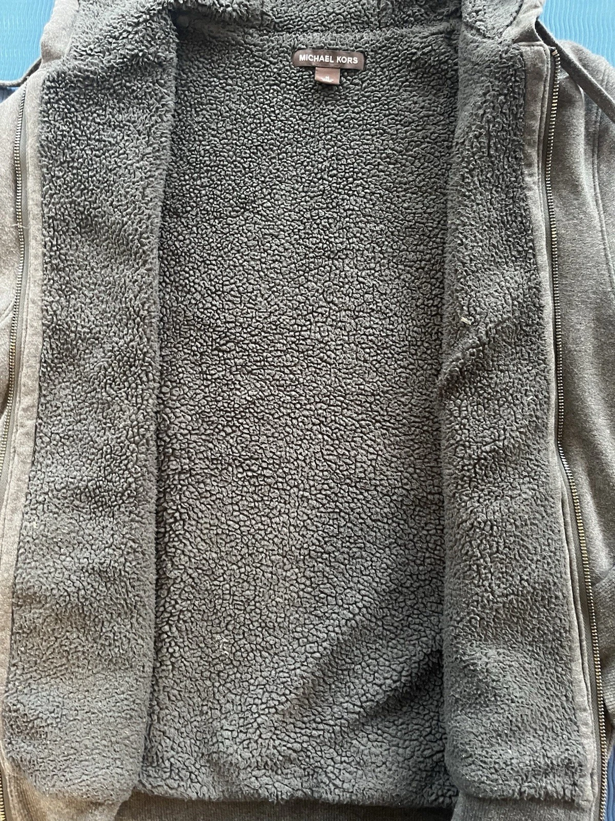 Zip uomo Michael Kors grigio con fodera in pile 20x25 25