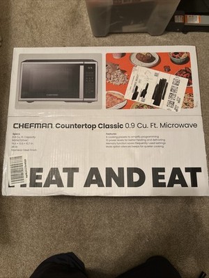 Chefman Countertop Microwave Oven 0.9 Cu. Ft. Digital Stainless Steel Microwa...