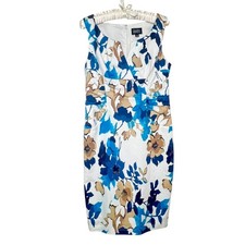 Adrianna Papell Women's Size 12 Floral Sheath Dress Cotton Blend Sleeveless
