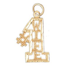 Number One Wife Charm Pendant 14k Gold 0.9 Grams 