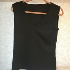 Autumn Cashmere Black V-neck Vest Sz Lg