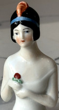 Antique German Porcelain Pin Cushion Half Doll 3" RARE Vintage Collectible Gifts