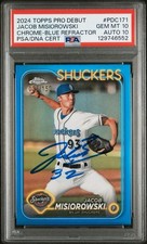 2024 Topps Pro Debut Chrome Signed Jacob Misiorowski Blue /150 Auto RC PSA 10/10