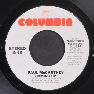 PAUL MCCARTNEY: coming up COLUMBIA 7'' Single 45 RPM