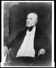John Quincy Adams, half-length portrait, seated, holding walking stick in right