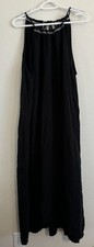 NWT Madewell High Neck Cover- Up Maxi Dress 100% Cotton Black Boho Women's Med