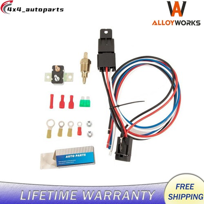 #ad Electric Radiator Cooling Fan Relay Universal Kit Thermostat Temp Control Switch $17.99