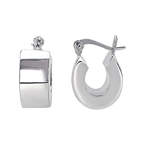 Creolen Oval Breit 925 Sterling Silber Vierkantrohr Glatt - Silverly-image