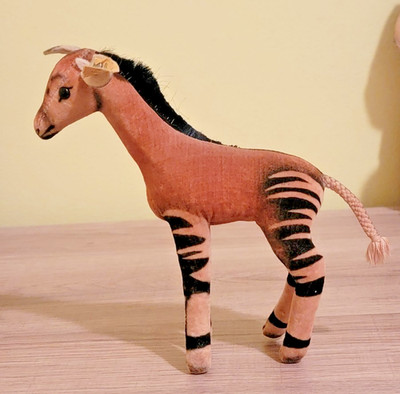 Vintage  Steiff Velvet Okapi Brown & Black Stripes